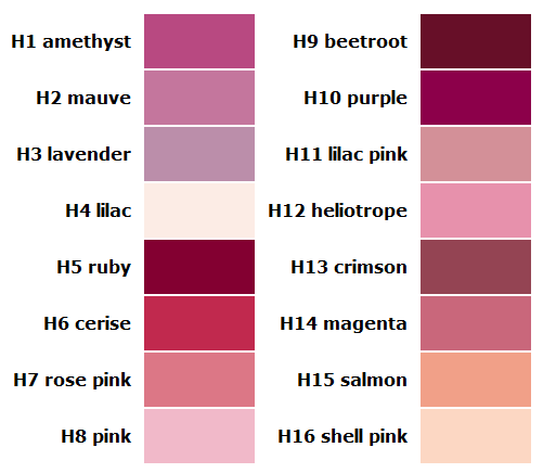 The Heather Society | Colour Chart